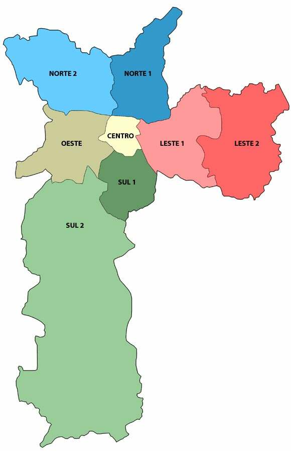 Figura 3: mapa dos distritos da cidade de São Paulo 79 126 c) Nomenclatura: relaciona-se com a denominação do lugar teatral conforme é apresentado nos Guias e cadastros; em alguns casos, relaciona-se