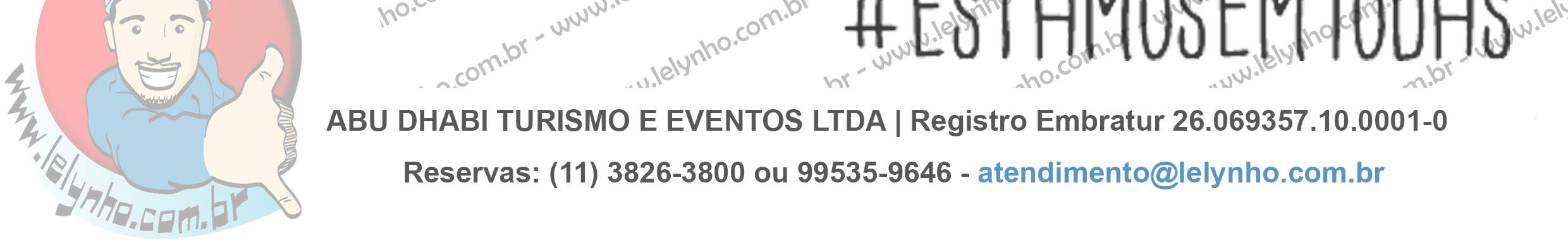 Embarques e desembarques: 25/02 (sábado) Locais de Embarque: ABC Barra Funda (SP) Jundiaí Campinas Santos + R$30,00 no valor do pacote Rio de Janeiro + R$50,00 no valor do pacote Retorno: 28/02