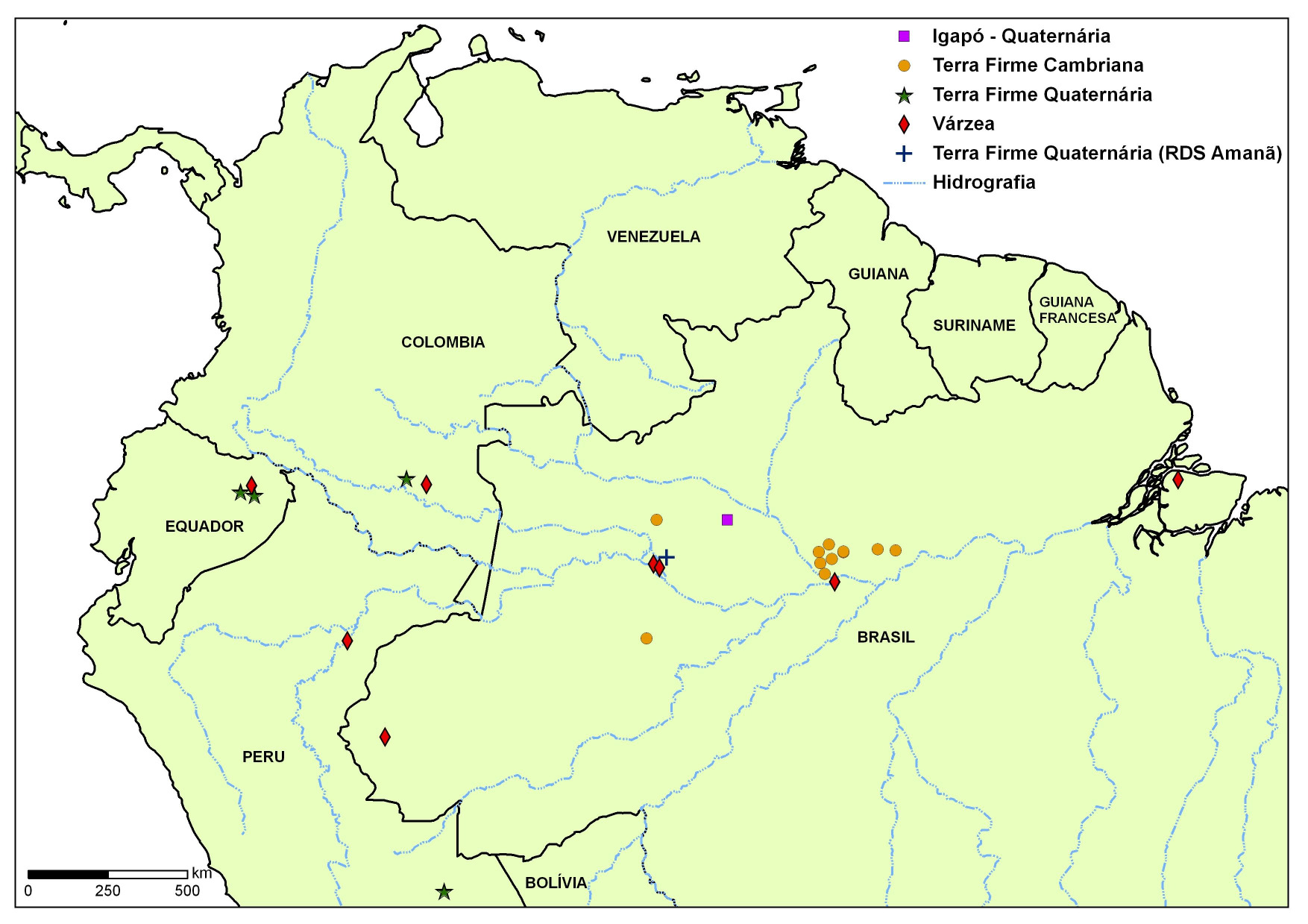 Conforme pode ser visto na figura acima este estudo apresentou alta similaridade florística com estudos realizados em floresta de terra firme de origem pré-cambriana, na região próxima a Manaus