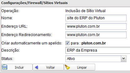 Por meio desta aba é possível configurar, incluir, ou deletar Virtual