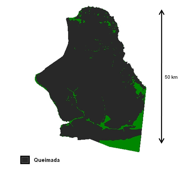 8 Área total: 1330 km 2 Área queimada: 1208 km 2 (91%) PARQUE NACIONAL DA SERRA DA CANASTRA O Parque Nacional da Serra da Canastra, situado no sudoeste de Minas Gerais, tem quase 2.