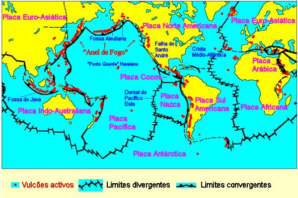 A distribuição dos vulcões na superkcie terrestre.