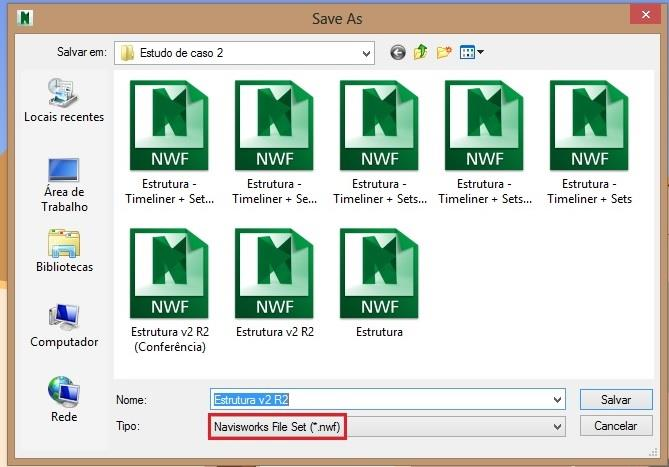 Para que se possa usar os dados de maneira segura, o arquivo em NWC deve ser salvo no formato NWF (Figuras 24 e 25).