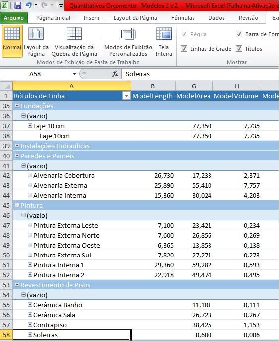 96 5.6 MODELAGEM 5D DA EDIFICAÇÃO Para a que a modelagem 5D seja completa, foi necessário fazer distribuição dos custos por atividade, feita em Excel, para depois ser passado para o cronograma e,