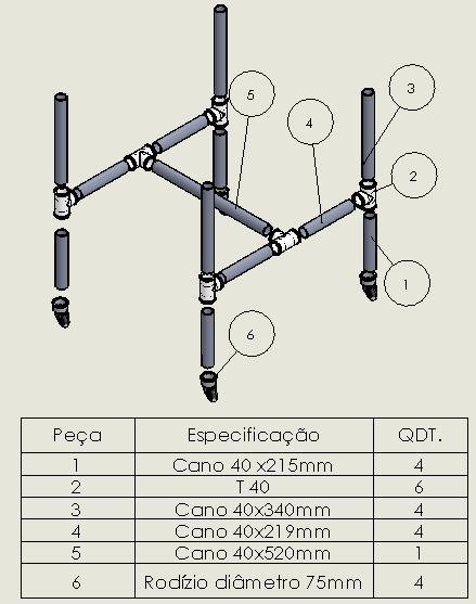 ESPECIFICAÇÕES TÉCNICAS DOS MATERIAS E SEQUÊNCIA DE MONTAGEM MONTAGEM DA BASE -Passo 1: Junte os canos