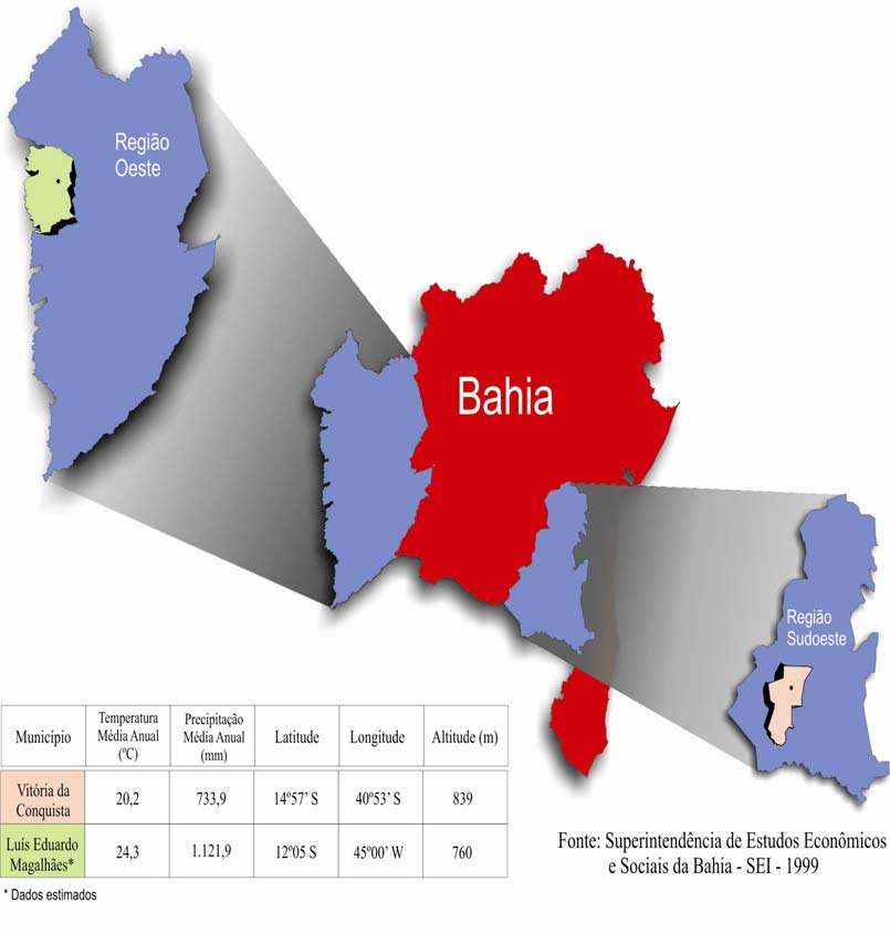 45 Figura 1 - Mapa do Estado da Bahia e de dados geoclimáticos gerais