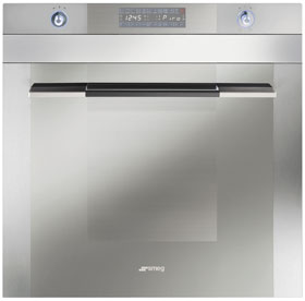 SCP112 FORNO ELECTRÓNICO PIROLÍTICO, 60CM INOX/ VIDRO, TERMOVENTILADO CLASSE ENERGÉTICA A EAN13: 8017709105297 12 funções: 9 receitas e 3 memórias Estética inox e vidro Stopsol Supersilver Comandos