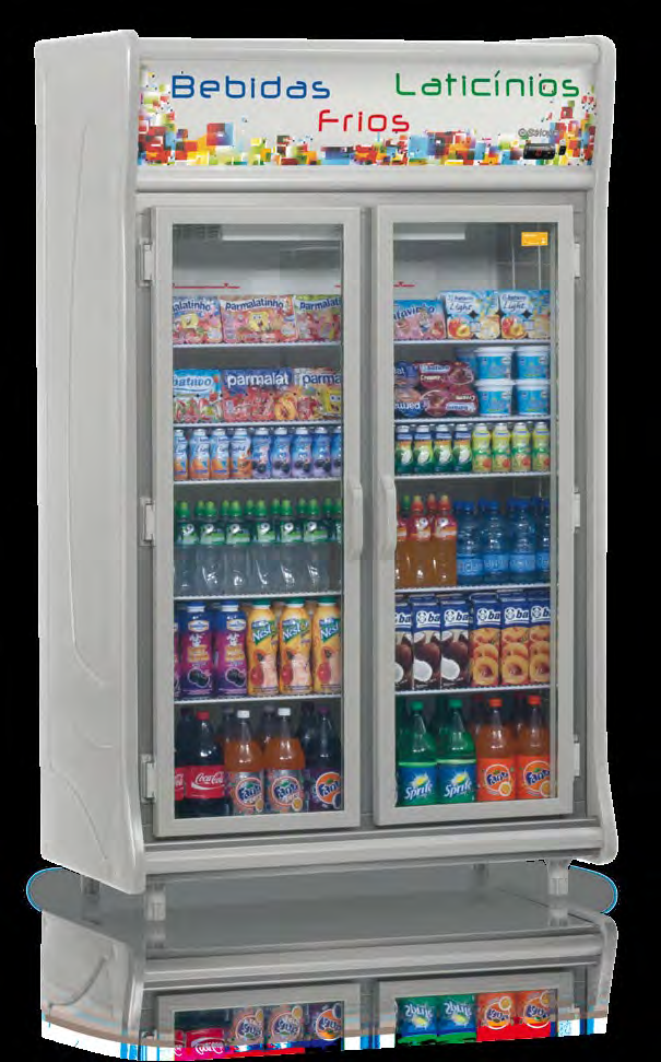 Expositor Vertical Gemini 5 Níveis de prateleiras reguláveis GEVT GEVT-3PVM Refrigeração e exposição de bebidas, frios e laticínios Temperatura: +1 a +7 C Controlador Eletrônico Digital: Com