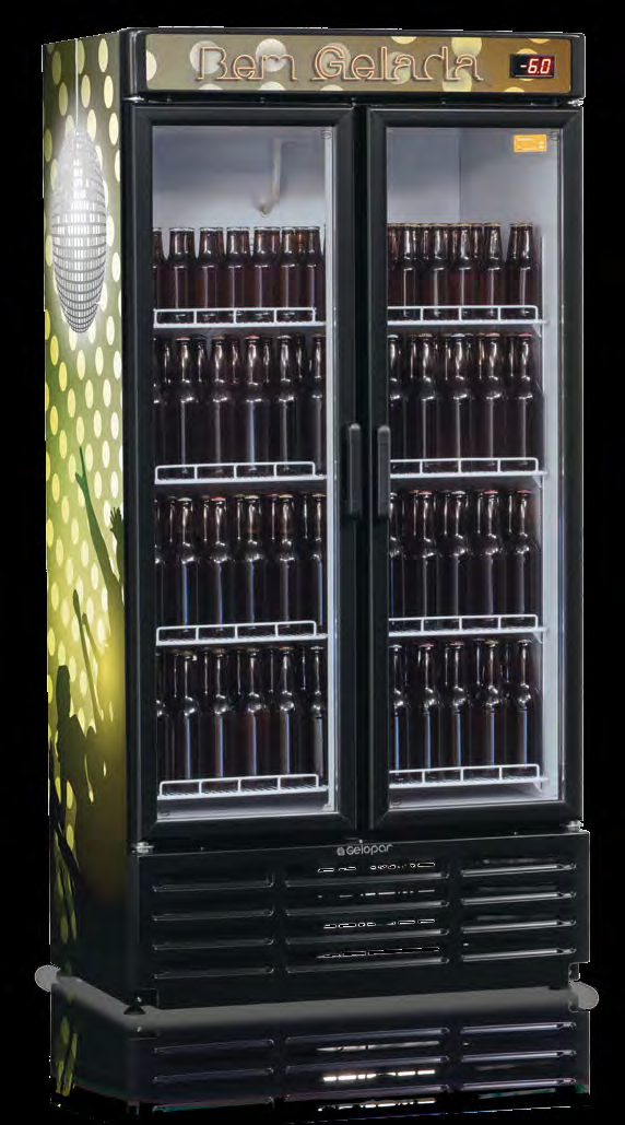 Refrigerador de Bebidas Cervejeira 760l - 2 Portas de Vidro GRBA Refrigeração de cervejas e bebidas (Água, Sucos e Refrigerantes) Temperatura regulável: -6º, -2º, +2ºC, através chave seletora de