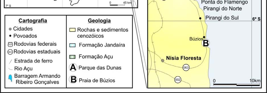 Norte (Figura 1.1). A área situa-se aproximadamente 33 km da capital do estado, Natal, e tem como acesso principal a RN-063 (também conhecida como Rota do Sol).