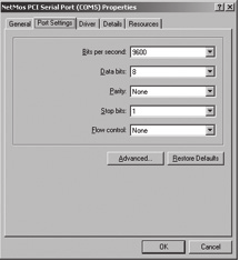 Definições da porta série As definições das portas COM podem ser visualizadas e ajustadas do seguinte modo: Vá para START (Iniciar) -> settings (Definições) -> control panel (Painel de controlo)