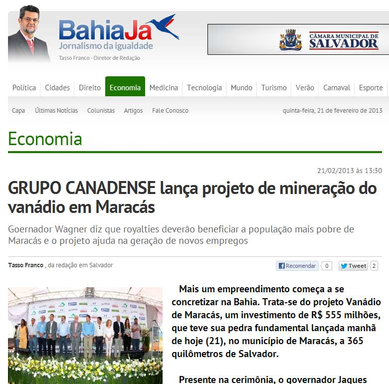 Veículo: Portal Bahia Já Data: 21/02/2013 Hora: 13.