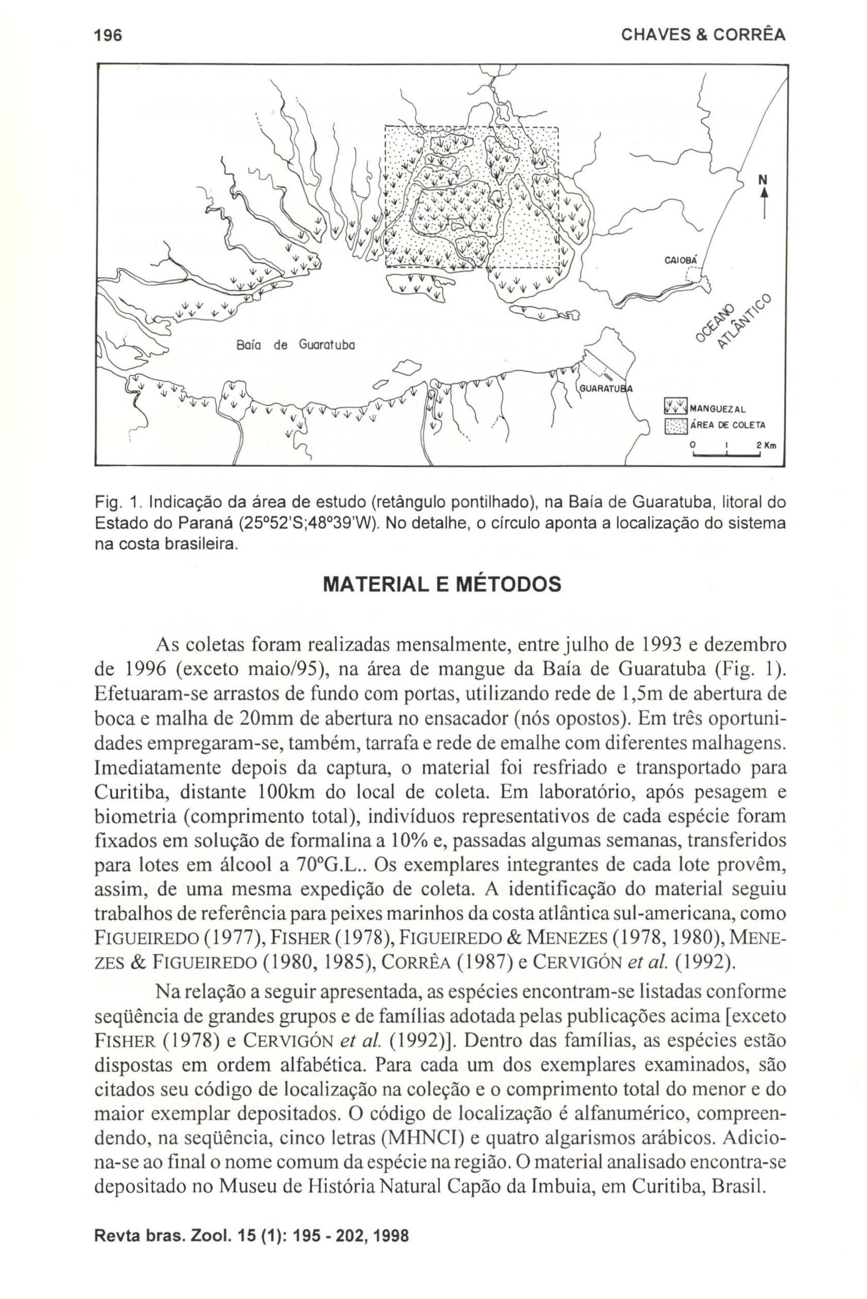 196 CHAVES & CORRÊA Fig. 1. Indicação da área de estudo (retângulo pontilhado), na Ba ía de Guaratuba, litoral do Estado do Paraná (25 52'S;48 39'W).