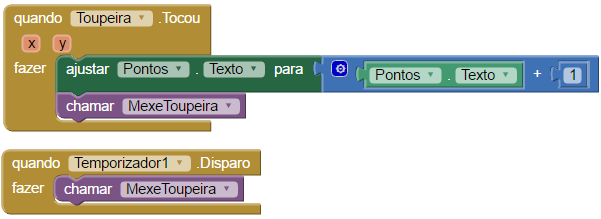 ponto à contagem sempre que carregamos na toupeira.