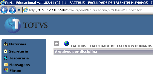 visualizar frequência, fazer download de arquivos disponibilizados pelo