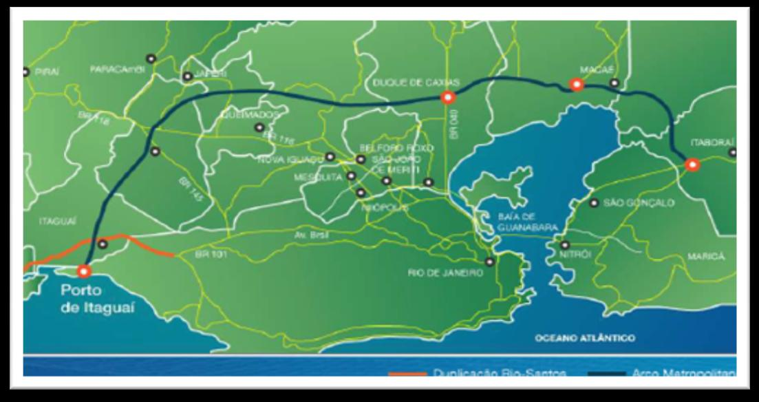 (BR-101) duplicada; - Arco Metropolitano (projeto em