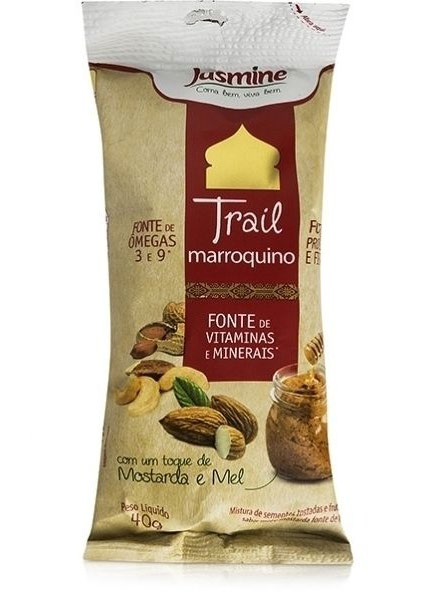 Gostou? Compre mais aqui: http://goo.gl/ppiuiy Trailmix Marroquino, Mostarda e Mel Jasmine Com uma combinação de sementes tostadas e frutas secas, esse snack tem um delicioso sabor de mostarda e mel.