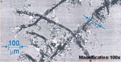 REVISÃO DE LITERATURA Figura 5: Representação química da obtenção da fibra aramida [8] Figura 6: Estrutura microscópica da fibra aramida [8] 2) A partir destas fibras contínuas, as fibras curtas são