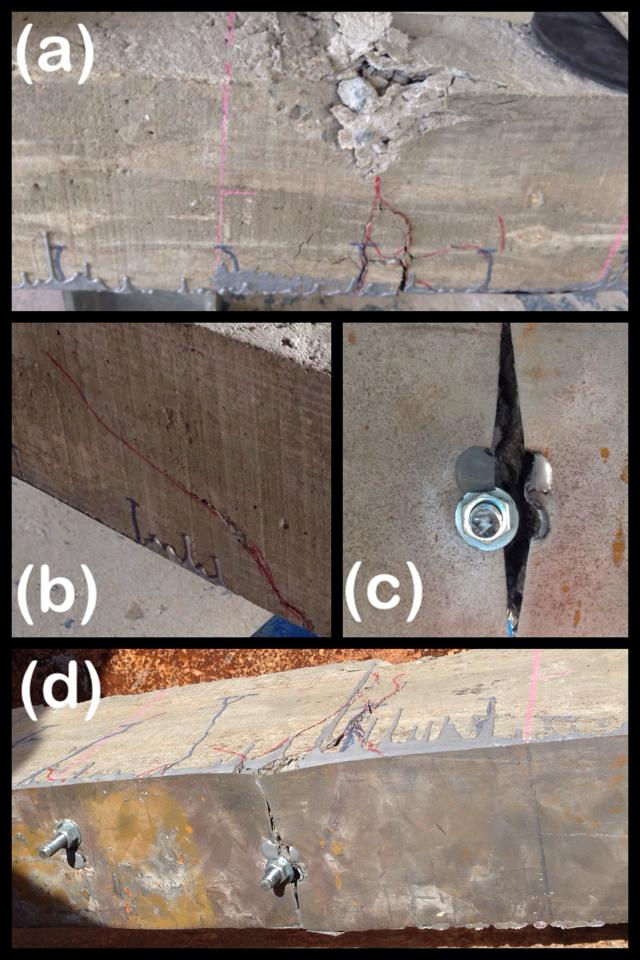 17 os parabolts foram bem ancorados. A viga apresentou resistência de 59,0 kn, e na carga de 34,4 kn foi verificado que as fissuras pré existentes.