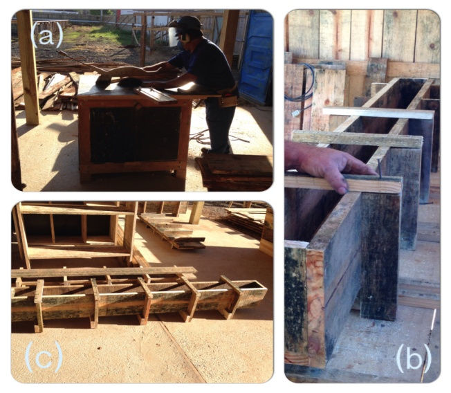 5 Figura 2 (a) Foto da preparação e corte da madeira. (b) Foto da montagem da forma.