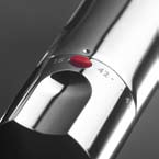 Security 38º Este dispositivo de segurança (botão vermelho), disponível em todos os metais termostáticos, previne o usuário de ultrapassar a