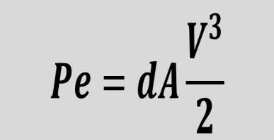 A POTÊNCIA EÓLICA (Pe) É OBTIDA SUBSTITUINDO- SE (2) EM (1): EQUAÇÃO GERAL DA POTÊNCIA