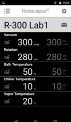 Menos tempo em frente ao Rotavapor O Rotavapor App informa o operador através do envio de notificações e da visualização ao vivo