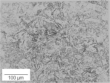 15 2.1.1. Aspecto da microestrutura do aço inoxidável martensítico (figura 9). Figura 9 Fotografia de uma microestrutura martensítica. [3] 2.1.2. Propriedades e aplicações dos aços inoxidáveis