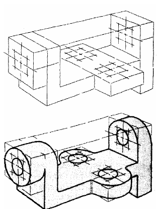 Processo prático para construção da perspectiva isométrica Observe as etapas de 1 a 8.