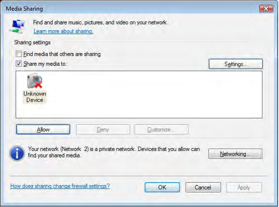 Defina Network discovery (Detecção de rede) como On (Ligado). Defina File sharing (Partilha de ficheiros) como On (Ligado).