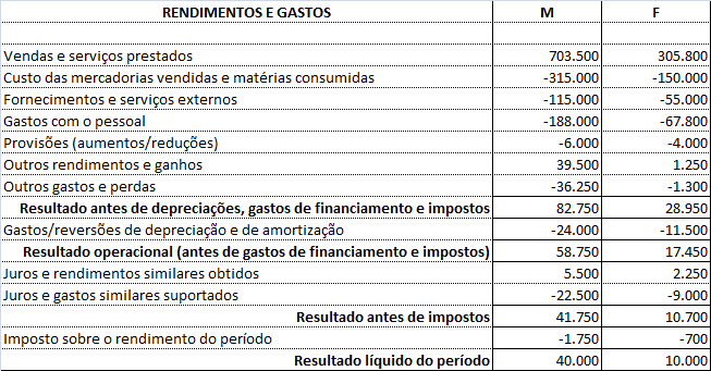 DEMONSTRAÇÃO DE RESULTADOS em 31/12/N (Valores em euros) 1.