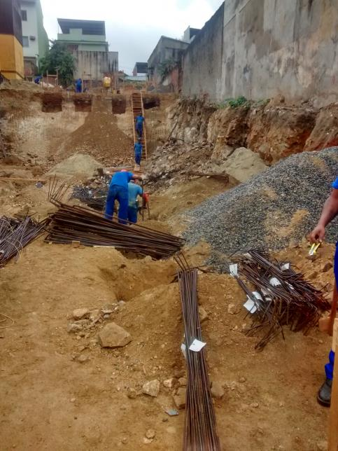 Sapata concretada ainda em forma