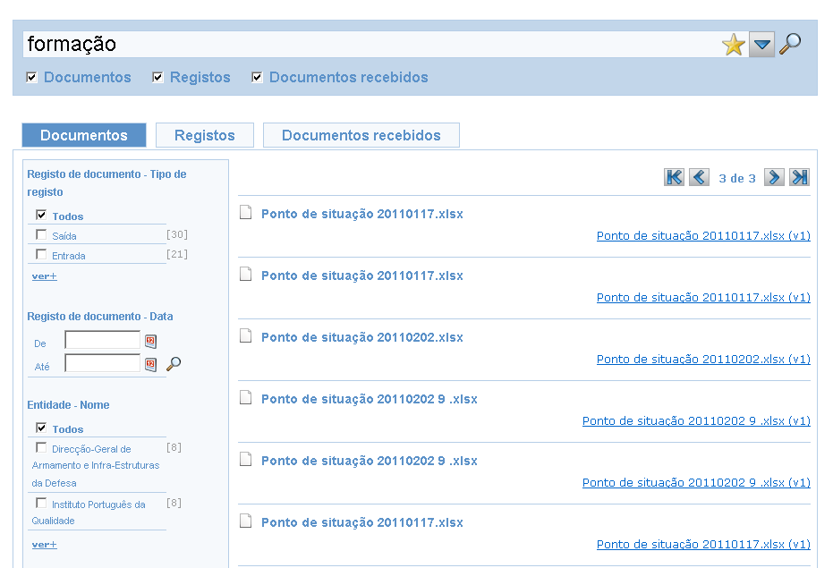 Gestão de versões de documentos Uma vez que todos os documentos, sem exceção, são gravados em formato protegido, a sua edição só é possível através da criação de novas versões, isto é, são criadas