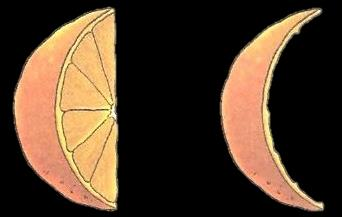 TAL QUAL UMA LARANJA Se compararmos uma cunha e um fuso de uma esfera a uma laranja, perceberemos que a cunha seria uma fatia da laranja e
