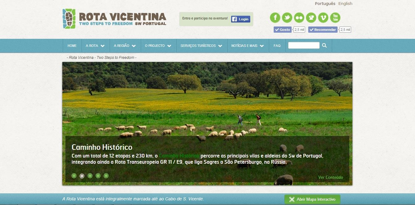 Figura 16. Imagem da página web da Rota Vicentina Fonte: www.rotavicentina.