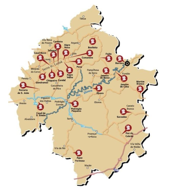 Figura 19. Distribuição geográfica das Aldeias de Xisto Fonte: www.aldeiasdoxisto.