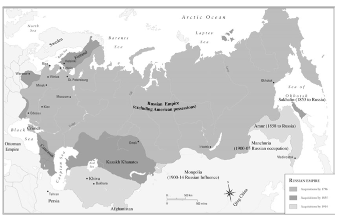 O grande jogo entre a Grã-Bretanha e a Rússia na Ásia Central (2) [MAPA: A expansão