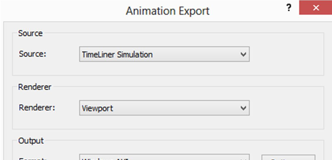 È possível exportar e arquivar em filme a simulação obtida através do comando Animation no separador Output.
