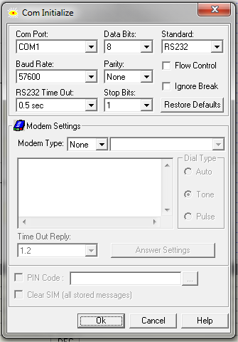 Onde COM INIT temos a configuração a porta serial que iremos utilizar. Figura 2 Em Com Port temos a porta de comunicação do PLC que iremos utilizar.