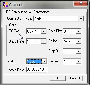 1. Para conexão serial Em Connection Type selecionamos como Serial. PC Port e a porta que o Windows definiu no seu computador.