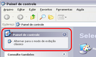 Muda para o modo de exibição por diretórios Alterar o Padrão do Windows para Clássico Alterar o Padrão do Windows é diferente de alterar o Tema.