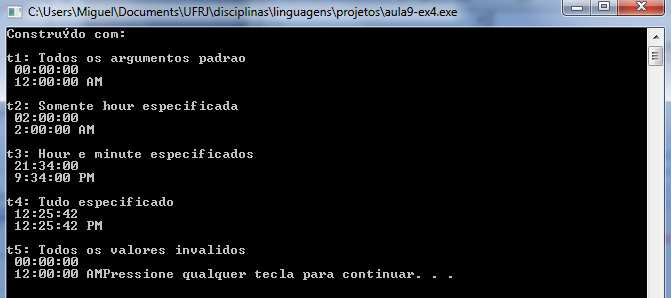 Quarto Exemplo Usando Classes Quarto Exemplo Usando Classes Quarto Exemplo Usando Classes Construtores com Argumento Padrão Qualquer alteração nos valores de argumento-padrão de uma função exige que