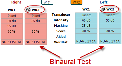Diagnostics Suite instruções de utilização - BRPT Página 29 Opções binaural e auxiliado Para executar testes de fala binaural: 1.