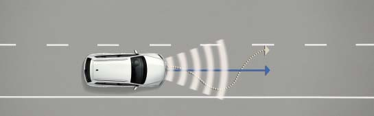 O sistema de controlo periférico Front Assist, com função de travagem de emergência City, avisa o condutor da sua aproximação rápida ao automóvel que está à dos máximos Dynamic Light Assist