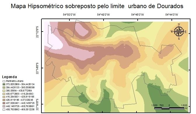 (IBGE; Prefeitura de Dourados, 2010) Figura 4: Mapa hipsométrico