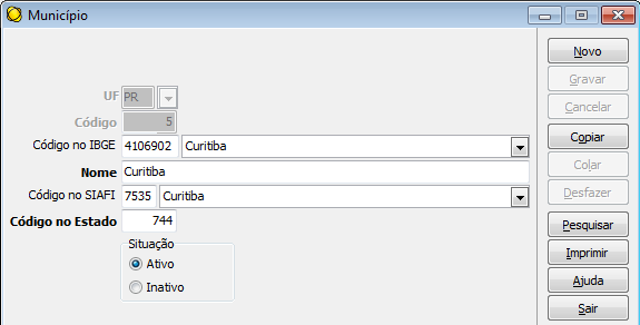 Código informado no cadastro do estabelecimento. Código que habilitará a importação para o município.