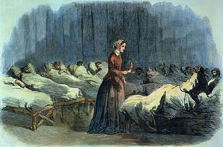 Florence Nightingale 1854 - Guerra da Crimeia (Conflito nos Bálcãs envolvendo o Império Russo e, uma coligação integrada pelo UK, França, Itália, Império Turco-Otomano e o Império Austríaco) Alta