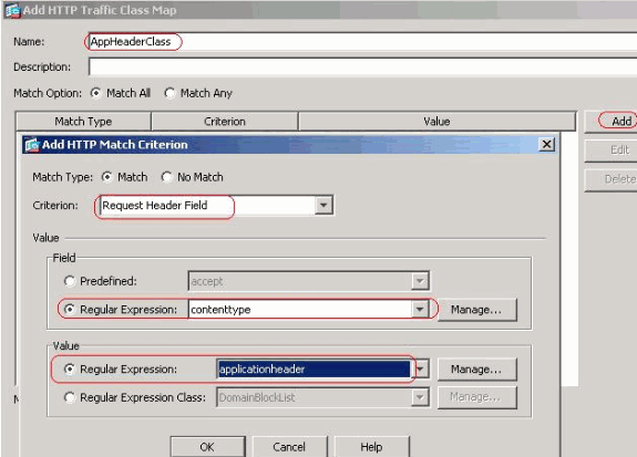 header host regex class DomainBlockList ciscoasa(config-cmap)#exit ciscoasa(config)#class-map type regex match-any URLBlockList ciscoasa(config-cmap)#match regex urllist1 ciscoasa(config-cmap)#match