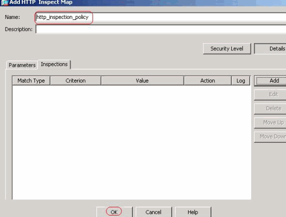 Escolha a configuração > o Firewall > os objetos > inspecionam mapas > HTTP a fim criar