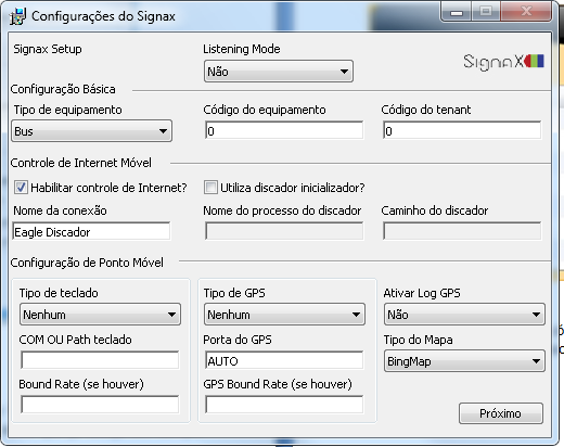 Na segunda tela iremos configurar o sitema, então é importante identificar os campos da tela: 1º Listening Mode: Quando habilitado o equipamento não gera log s de relatório, geralmente mais utilizado